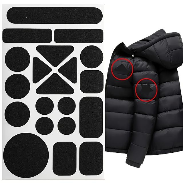 TEMU 1pc Black Self-adhesive Clothing Repair Patch, Suitable For Down Jackets And Clothing Mending