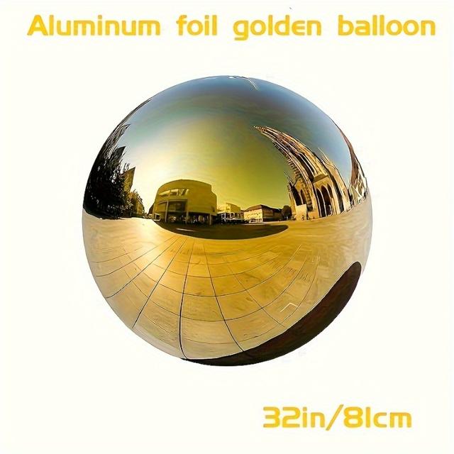 TEMU 8pcs 32 Inch Golden Inflatable Mirror Balloon Is A Shiny Metal Disco Ball Suitable For Parties, Weddings, , And Is A Reusable Balloon Decoration
