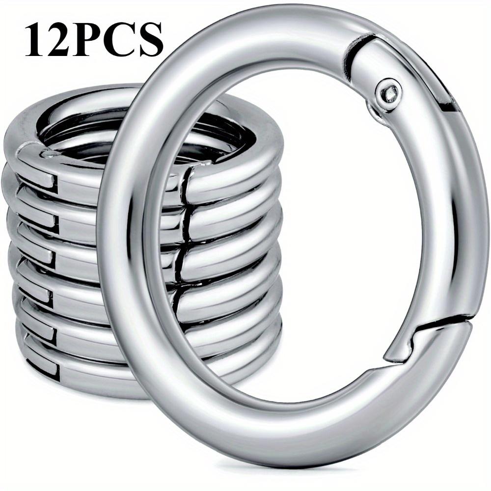 TEMU Set Of 12 Metal Spring O Rings, Round Carabiner Clips For Keychains, Purse Additions, And Projects (silver, 1 Inch)