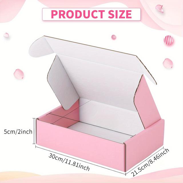 TEMU Regalo /Lui, 20 scatole resistenti per piccole imprese, forniture in cartone con misure 30X21.5X5 cm (11.81X8.46X2 pollici) in rosa, adatte per imballaggi ondulati