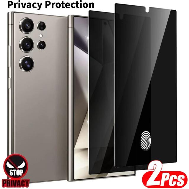 TEMU 2pcs Privacy Tempered Glass Screen Protector Suitale For Suitale For Galaxy S25 S24 Ultra S23 S22 S21 Plus Privacy Tempered Glass With Seamless Fingerprint Unlock