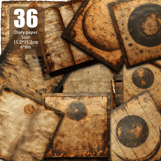 TEMU Scrolls, Faded Astrological Symbols, And Charred Edges, Mysterious , Ancient Brown Ink Stains, Presenting A Texture Of . Suitable For Mystical Designs, Vintage Scrapbooks