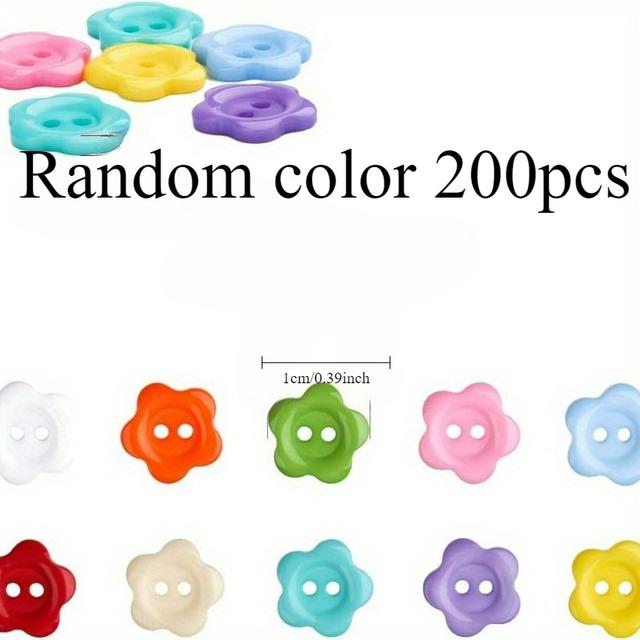 TEMU 200pcs Shaped Resin Buttons, 2-hole Assorted Colors Crafting Buttons For Diy Projects, Sewing, Cardigans, And Decorations