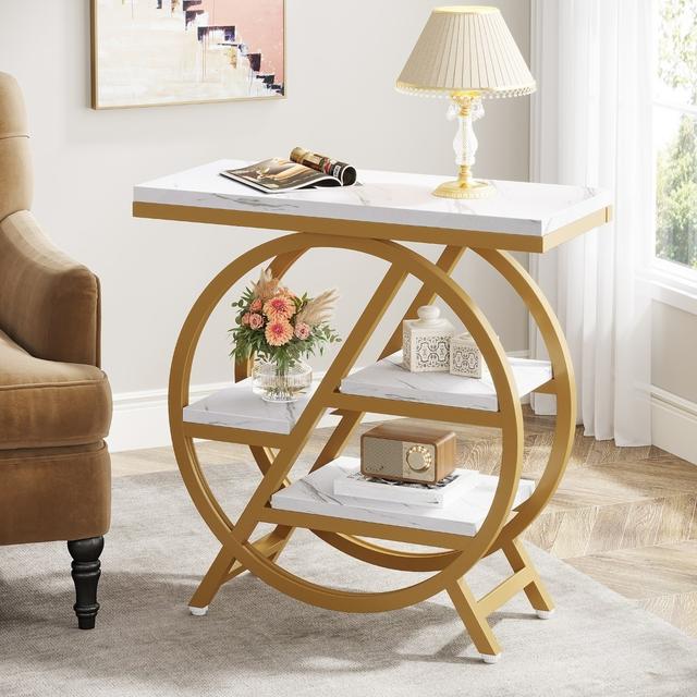 TEMU Contemporary 4-shelf Side Table - With , Nightstand For Home Office, Living Room, And Bedroom