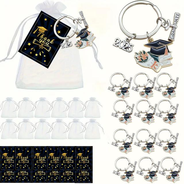 TEMU 36pcs Class Of 2025 Graduation Keychain Set - Perfect Gifts For , & Senior Students - Durable Stainless Steel, Rectangular Shape Graduation Centerpieces For Tables