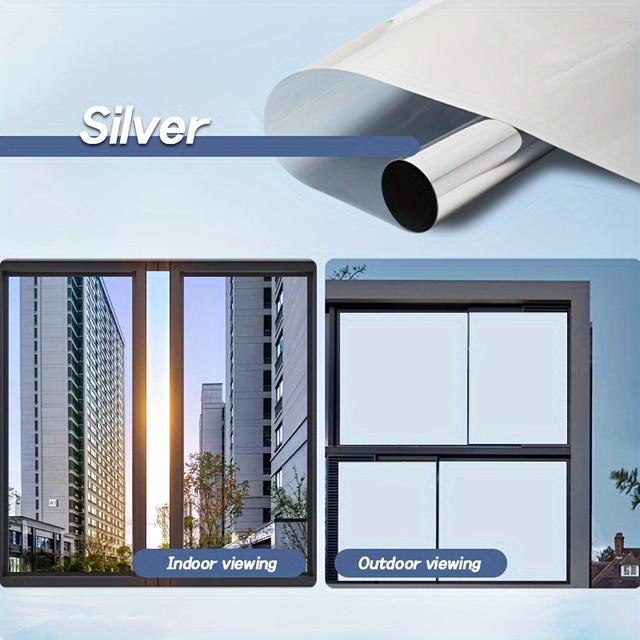 TEMU [1 Roll -insulating Window Film] Privacy Mirror Reflection Film, Sunscreen, -blocking Glass Door And Window Sticker For Living Room, Bedroom, Kitchen, Office, And Home Decoration