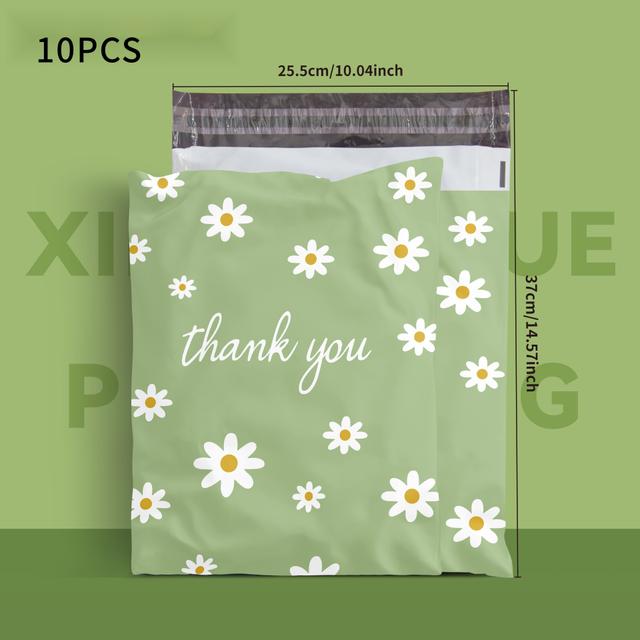 TEMU 10pcs Daisy Print Waterproof Self-sealing Shipping Bags - Tear-resistant Poly Mailers For Small To Medium Businesses, Envelopes With Thank
