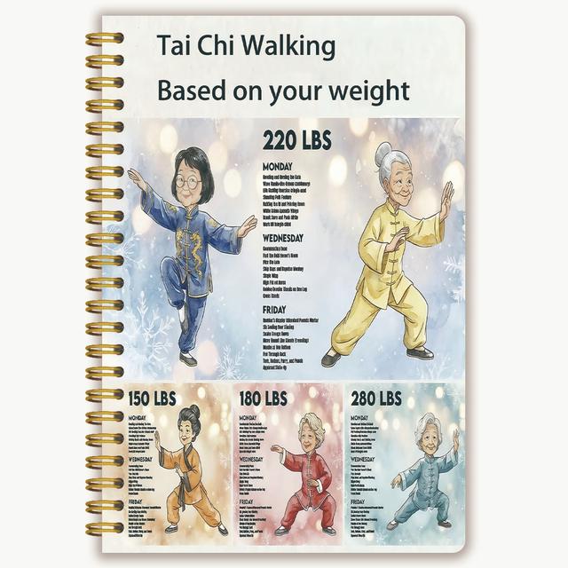TEMU 1pc Weight-based Tai Chi Walking Notebook | 50 Sheets 100 Lined Pages Spiral Journal For Adults, 150-280 Lbs Tai Chi Guide Notebook 8.3x5.5in