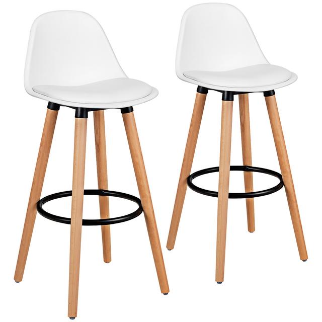 TEMU Lifezeal Set Of 2 Mid Century 28.5" Chair W/ Leather Padded Seat White