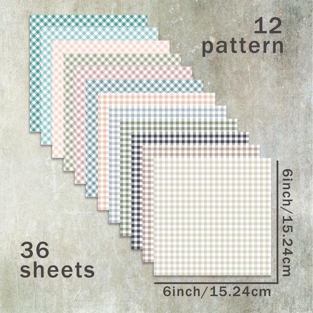 TEMU 36장 6인치(유럽 그리드 패턴 배경) 스크랩북 용지, 불렛 저널 및 잡화 카드와 공예에 적합