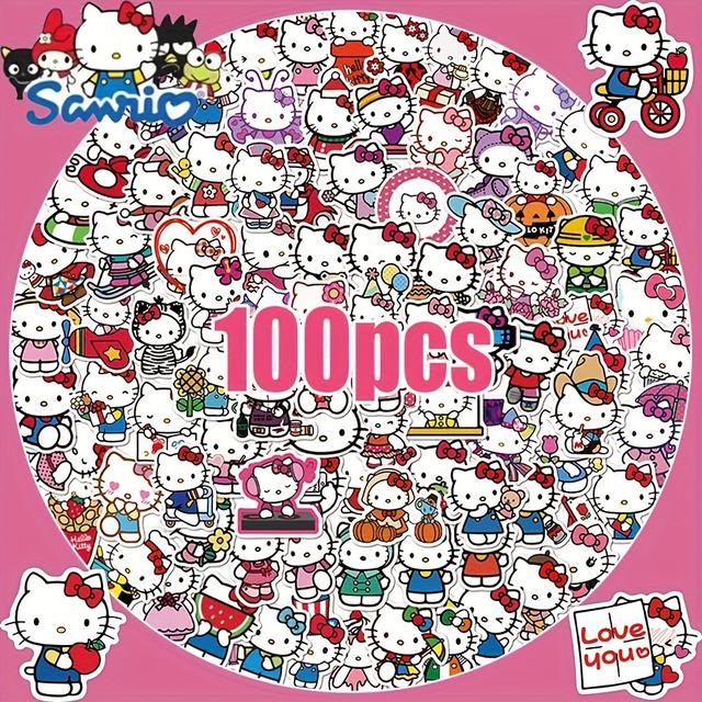 TEMU 100pcs Hello Kitty Stickers | For Cups, Fridges, Books, Luggage, Tables, Helmets, Skateboards, Cameras, Guitars, Notebooks, Laptops - Ideal For Gifts And Decorations
