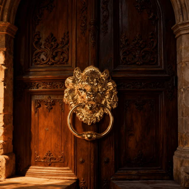 TEMU 15.24cm Elegant Door Knob & Cabinet Handle - Polished Brass/ Alloy Lion With Mounting Screws, Vintage Door Hardware For /office/castle/hotel (compatible With Homekit)