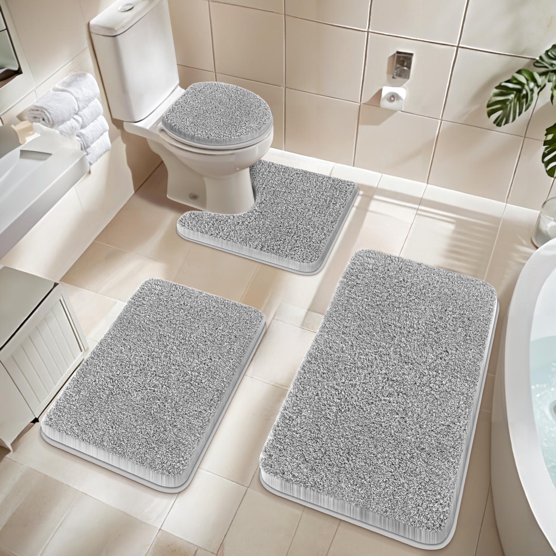 TEMU A Set Of 4 Beautiful Fluffy Bathroom Mats, Including A U-shaped Mat, A Toilet Seat Cover, Absorbent Non-slip Bathroom Mats, A Bathtub Mat, And Bathroom Decor For Winter