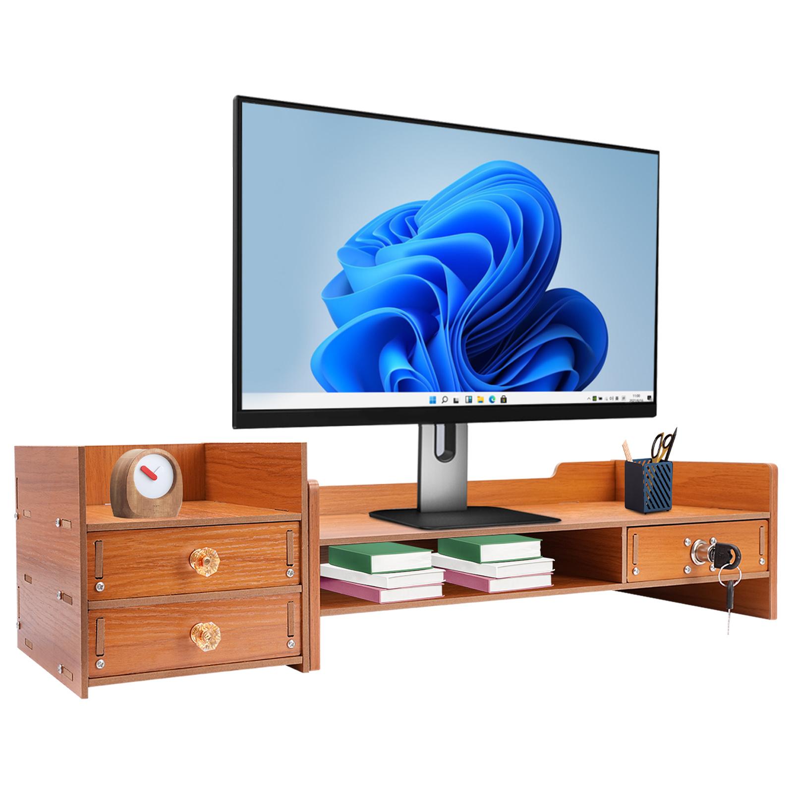 TEMU Computer Monitor Stand, Computer Rack With Drawers, Monitor Stand, Wear-resistant, Corrosion-resistant, Anti-rust, Strong, Capacity, 2 Keys, Suitable For Desk For Storing Computer Monitors