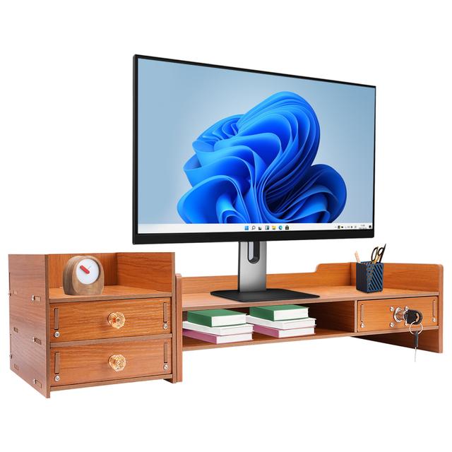TEMU Computer Monitor Stand, Computer Rack With Drawers, Monitor Stand, Wear-resistant, Corrosion-resistant, Anti-rust, Strong, Capacity, 2 Keys, Suitable For Desk For Storing Computer Monitors