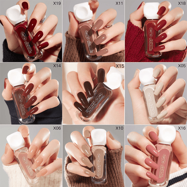 TEMU 9pcs Vibrant And Colorful Popular No-bake Quick-drying Water-based Nail Polish Set With 9 Shades, Each Bottle 10ml - Shiny And Long-lasting Gloss, Suitable For And Feet, No Lamp Required