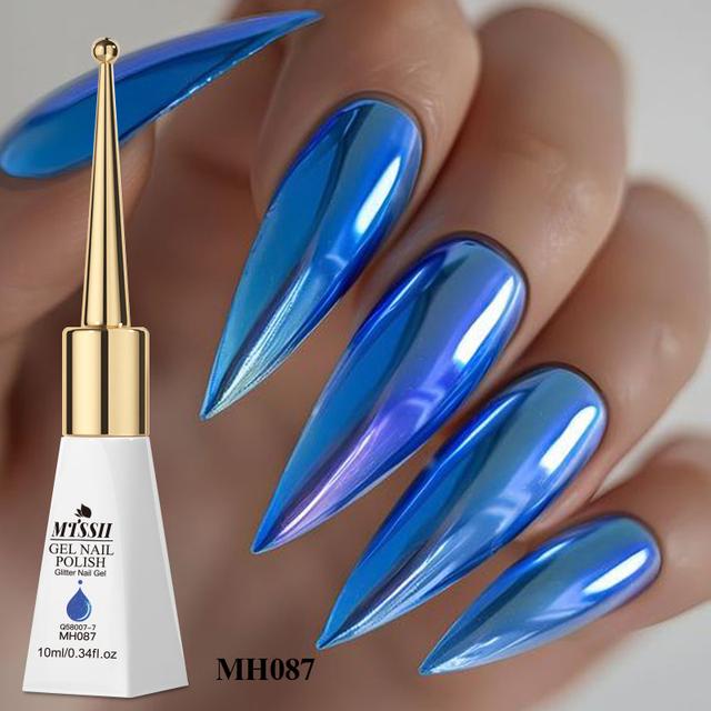 TEMU 10ml Metallic Mirror Series Gel Nail Polish-0.34oz Glass Bottle Glitter Golden Silvery Color Metal Gel Polish Manicure, High Gloss Finish, Long-lasting Nail Lacquer For Home & Salon, Diy Nail Art