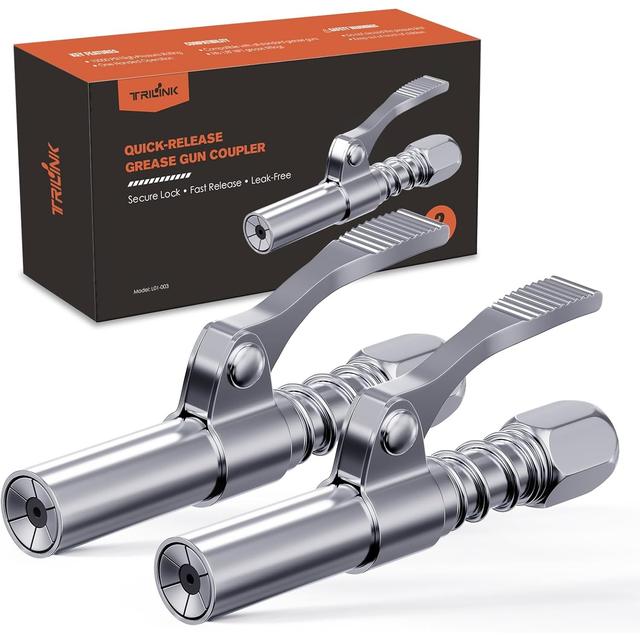 TEMU A Set Of 2 Butter Gun Quick Connectors For One-handed Operation With -release Nozzle, Featuring A 6-claw Locking Mechanism, Compatible With 1/8" Npt Threads, Sae, And Metric Fittings