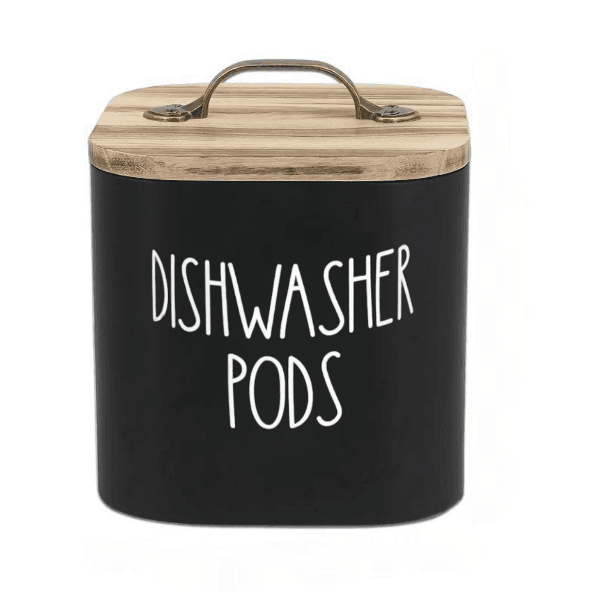 TEMU Rustic Wooden Dishwasher Capsule Holder With Lid - Farmhouse Kitchen, Laundry & Bathroom Storage Organizer - Container For Laundry Pods, Detergent Sheets, Etc. - White/black, Canisters