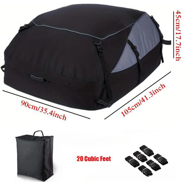 TEMU 1 Set Of Roof Luggage Box Luggage Bag, Car Roof Carrier Roof Bag Waterproof Vehicle Soft Shell Roof Luggage Box With Tie Down Straps, Safety Hooks
