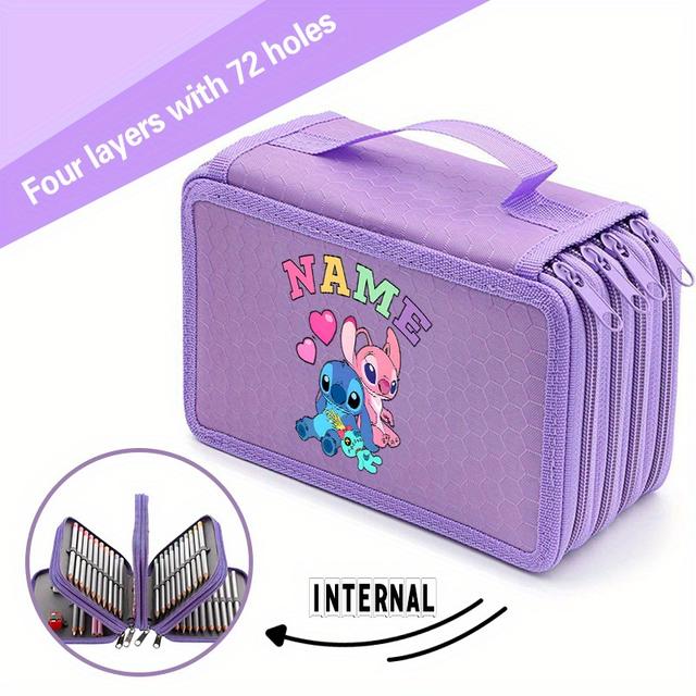 TEMU Bolsa de Canetas Personalizada com e , 4 Camadas, Portátil para Armazenamento de Pintura, Desenho e Lápis de Cor - para e Família