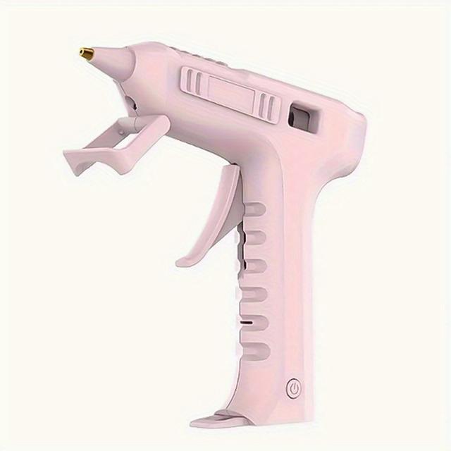 TEMU Compact Pink And White Cordless Hot Glue Gun, Up Quickly, Versatile For Bonding Small Items, Crafting, And Repairing Toys