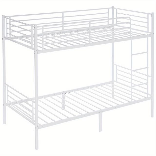 TEMU Sturdy Modern Metal Bunk Bed With Safety Ladder & Full - Space-saving Design, Black, 78x37.8x65 Inches, 18 Slats, Upper Mattress 400 Lbs, Lower Mattress 600 Lbs, Easy Assembly, No Tools Required