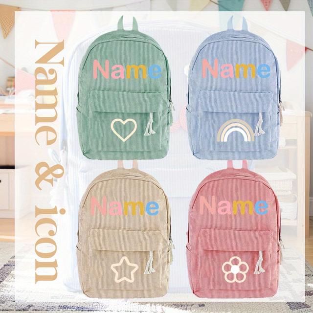 TEMU 1 قطعة حقيبة ظهر من القطيفة الشخصية - حقيبة مدرسية مخصصة بالاسم مع بقع زهور ونجوم جذابة، سعة كبيرة للفتيات والفتيان، حقيبة سفر متينة للمدرسة والجامعة والرحلات اليومية