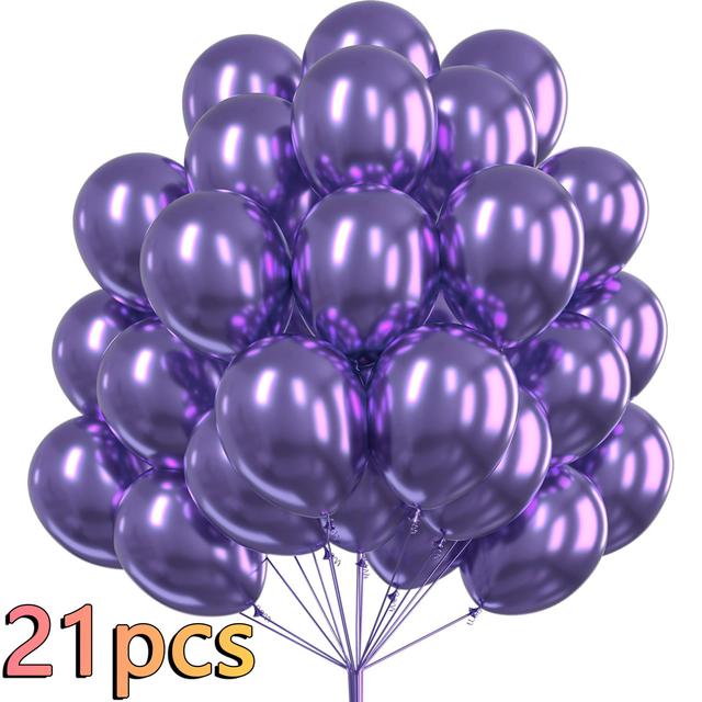 TEMU 21 piezas FOBPATIY Globos Metálicos para Helio de 12 Pulgadas - Globos de Látex con Acabado Cromado , Decoraciones para Fiestas para , , Baby Showers, Graduaciones, Navidad (No de Helio)