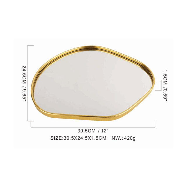 TEMU Elegant Metal Jewelry Tray, Oval Shaped Multipurpose Tabletop Organizer, Irregular Design, For Vanity, Bathroom, Perfume, Cosmetics, Jewelry Trays