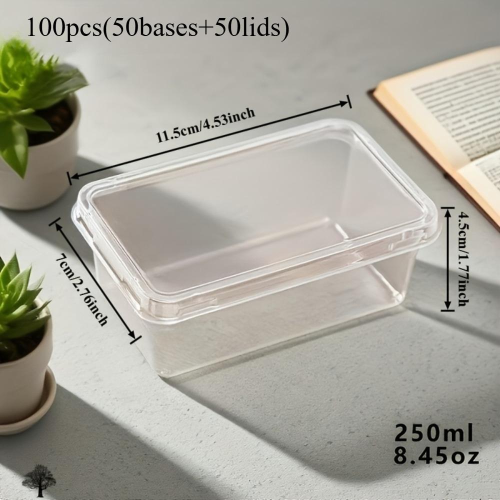 TEMU 100pcs (50 Boxes And 50 Lids) Transparent Tiramisu Containers | Square For Cakes, Mousse, Desserts | For Birthdays, Weddings, Holidays, And Parties