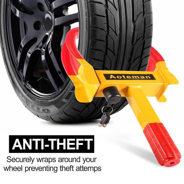 TEMU Heavy-duty Abs Wheel Clamp With Security Lock & 2 Keys - Anti-theft Tire Clamp For Cars, Trailers, Motorcycles, Trucks - Easy Operation, Fits 10" To 20" Tires, , Tire Accessories
