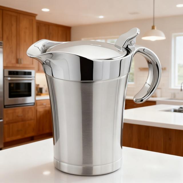 TEMU Stainless Steel Double-walled Insulated Gravy Boat | 304 Stainless Steel, Hinged Lid, Perfect For Serving Gravy Or Creamy Sauces At Thanksgiving, Halloween, And Christmas