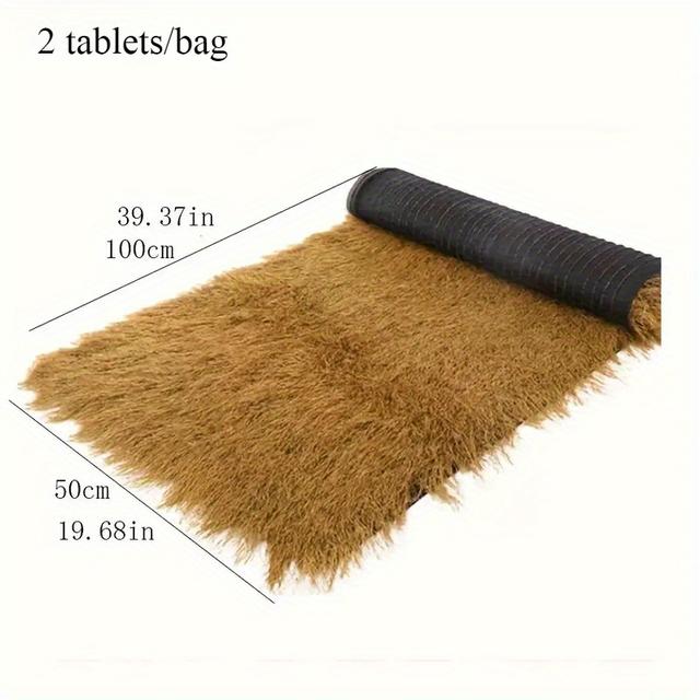 TEMU 2pcs Of Artificial Thatch Rolls For Garden Decoration, Hay For Bar Fencing In , Yellow Thatch Hunting Cover, Made Of Plastic Material, Suitable For Patios, Lawns, And Gardening... Outdoor Walls