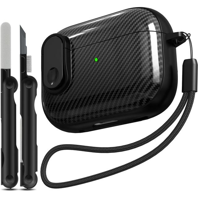TEMU Protective Case For (2023/2022/2019) Featuring A Fiber Design, Suitable For Airpods 1, 2, And 3, Including A Cleaning Kit And Lanyard.