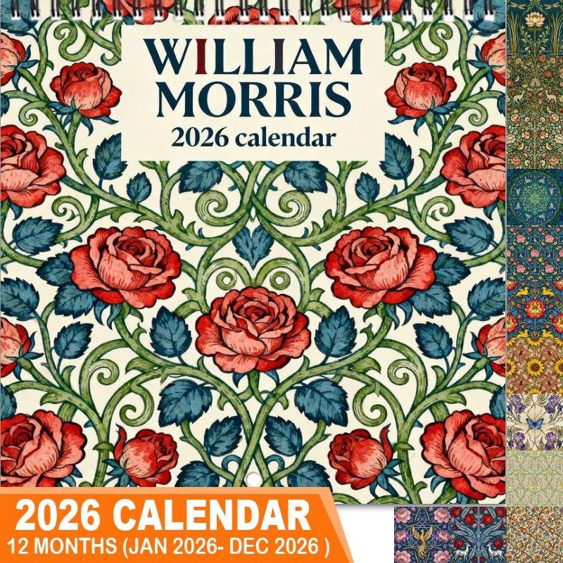 TEMU 12 Monthly Wall Calendar Planner1pc 2026 Planner Wall Calendar, Home Or Office Christmas And Happy New Year Gifts, Cute Funny Aesthetics Vintage Floral & Lion Pattern Wall Calendar
