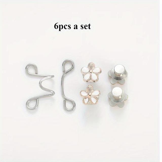 TEMU 6pcs Floral Waistband Adjuster - No-sew Removable Pant Fastener, White/black, Sewing And Knitting