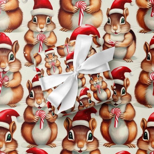 TEMU 1 Squirrel & Christmas Wrapping Paper - Cute Holiday Gift Wrap Suitable For Christmas, Birthdays, Weddings, Bridal Showers - Pp Material With Decorative Tree Patterns