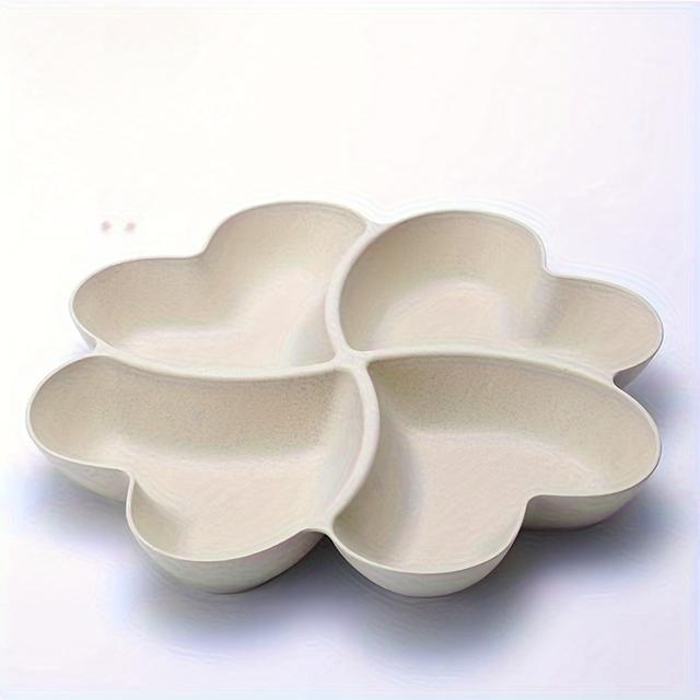 TEMU Heart-shaped Separated Fruit Plate, Reusable Nut, Candy, Snack And Dessert Plate With 4 Compartments, Durable Plastic Food Safety Design, Elegant Service Plate Suitable For Home, Party, Wedding