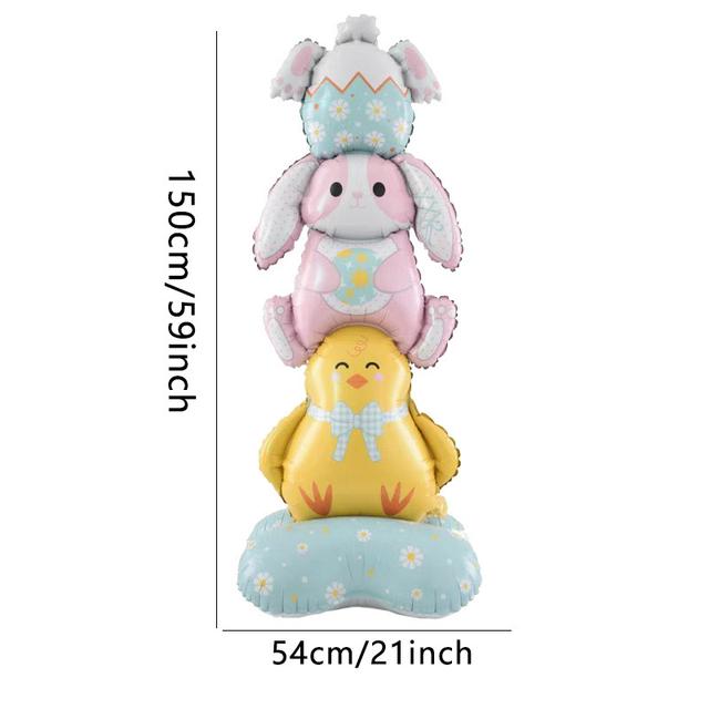TEMU 1/2pcs Large 59-inch Easter Bunny Stacking Egg Balloons | Film, Mixed Color, For Spring, Birthday, Easter Themed Party Decorations, Indoor And Outdoor Use