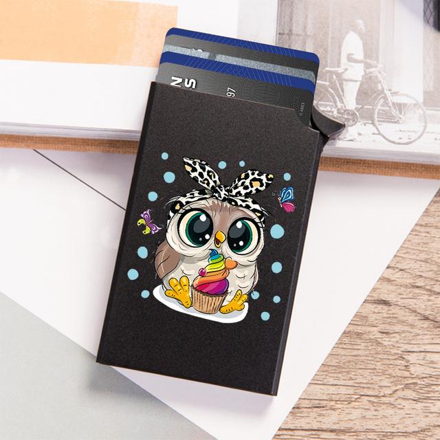 TEMU Slim Rfid-blocking Wallet With Pop-up Card Holder - Cute , Aluminum Alloy, For - Black