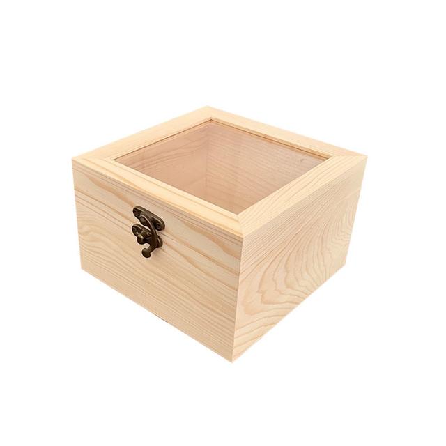 TEMU Solid Hinged Storage Boxes With Handles - 6.35" X 6.35" X 2.36" Desktop Organizer For Jewelry, Crafts & Gifts, Natural , Durable & Decor, Decorative Storage, Elegant Design, Smooth Wooden Finish