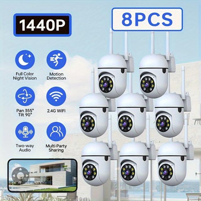 TEMU 8-pack Wireless Indoor Security Cameras: 2k Hd With Color Night , Motion Alerts& 2-way Talk| App , Easy Setup For Protection