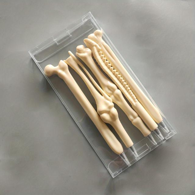 TEMU 5pcs/set - Quirky Bone-shaped Ballpoint Pens - Blue Ink.unique Writing Tools For Nurses, Doctors & Office - Durable, Smooth Writing, Ideal Gift Idea,