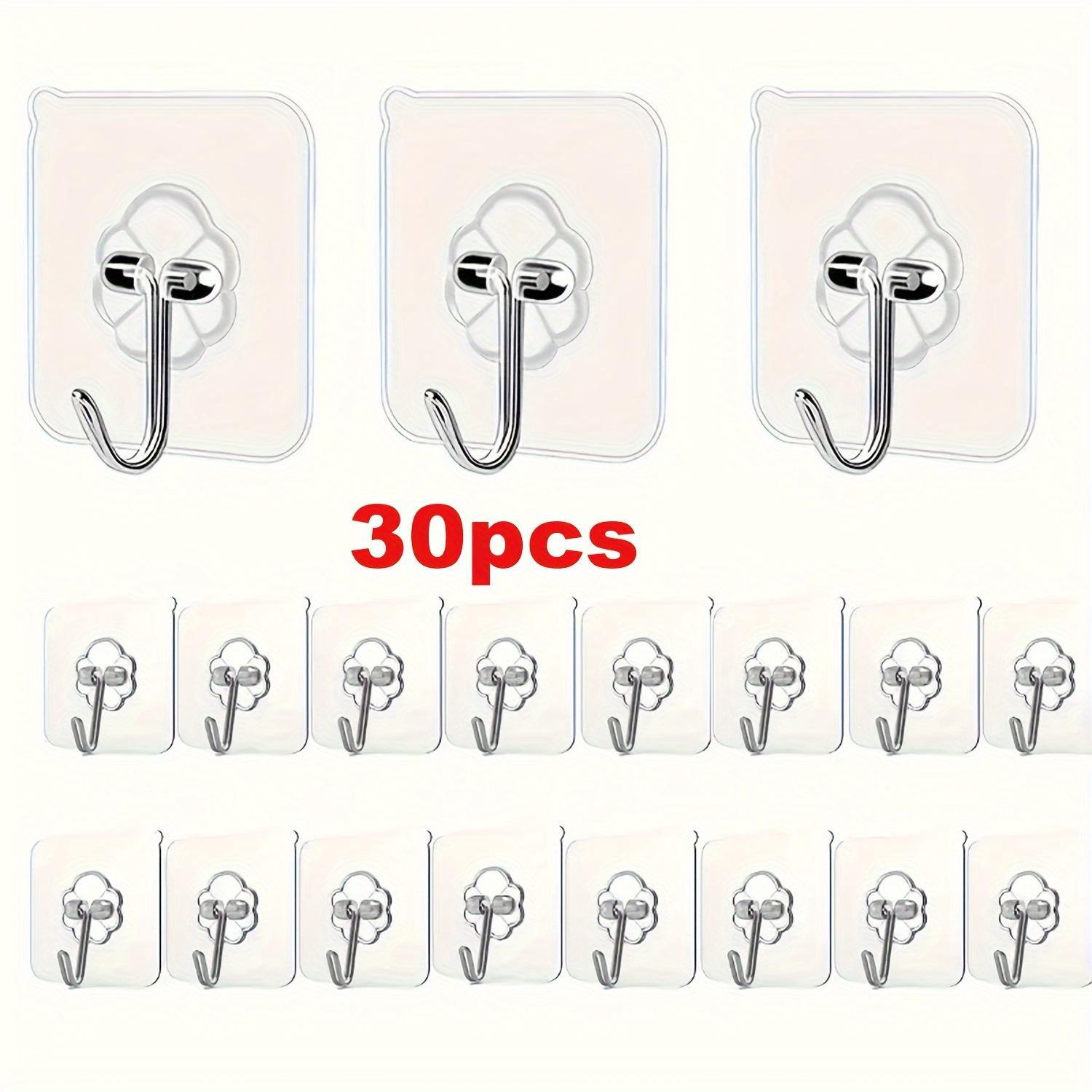 TEMU 30 Transparent Adhesive Hooks - Damage-free, No Nails Required For Wall Installation, Suitable For Picture Frames And Tiles, Compatible With Multiple Surfaces, Utility Hooks