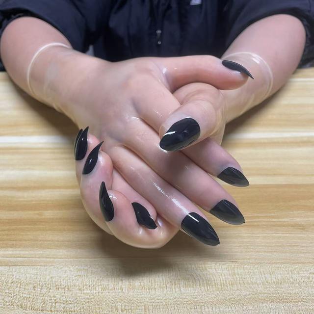 TEMU Men And Women Oil Ultra-thin Latex Short Black Sharp Fingernail Pure Role-playing Kig Gloves