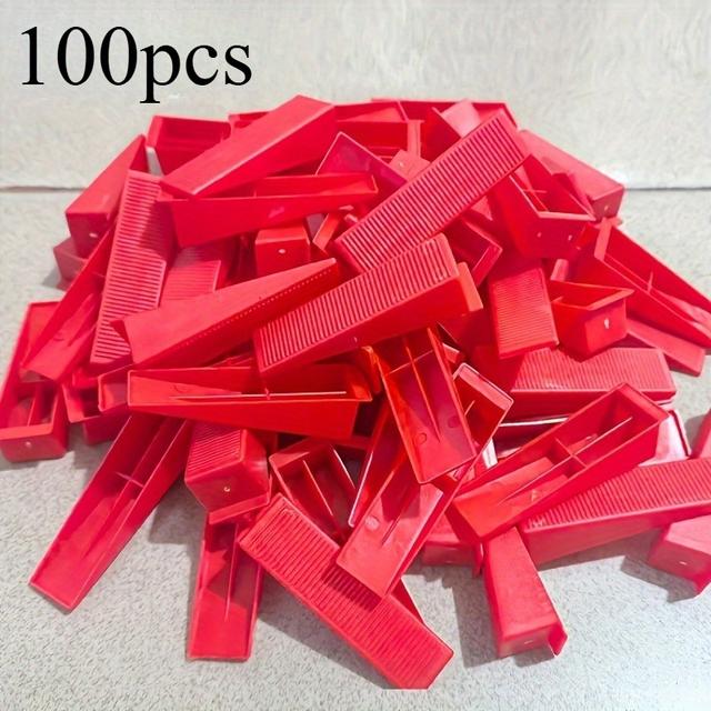 TEMU 100pcs Reusable Plastic Wedge Spacers For Walls & Floors - Durable Flat Tile Leveling System For Professional , Adjustable Height, , Floor Spacers For Constructio