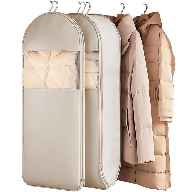 TEMU 2pcs Garment Bags, Down Coat Bag, Clothes Storage Bag, Space Saving Hanging, With Self Compression Zipper(, 90cm/35in)
