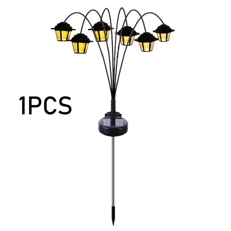 TEMU 1 Lámpara Solar de Exterior con 6 Cabezales de Luz , Diseño Estilo Retro de Patio, Ideal para Iluminación de Patios y , Perfecta para Decoración de Paisajes de Jardín