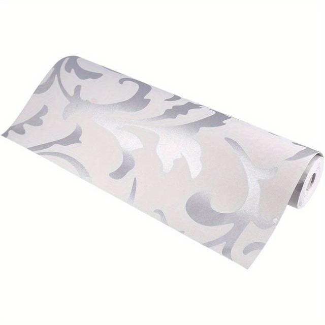 TEMU 3d Wallpaper, Textured Wallpaper Roll, Non-woven 3d Wallpaper For Bedrooms, Silver Leaf Design Wallpaper Roll For Living Room And Tv Background